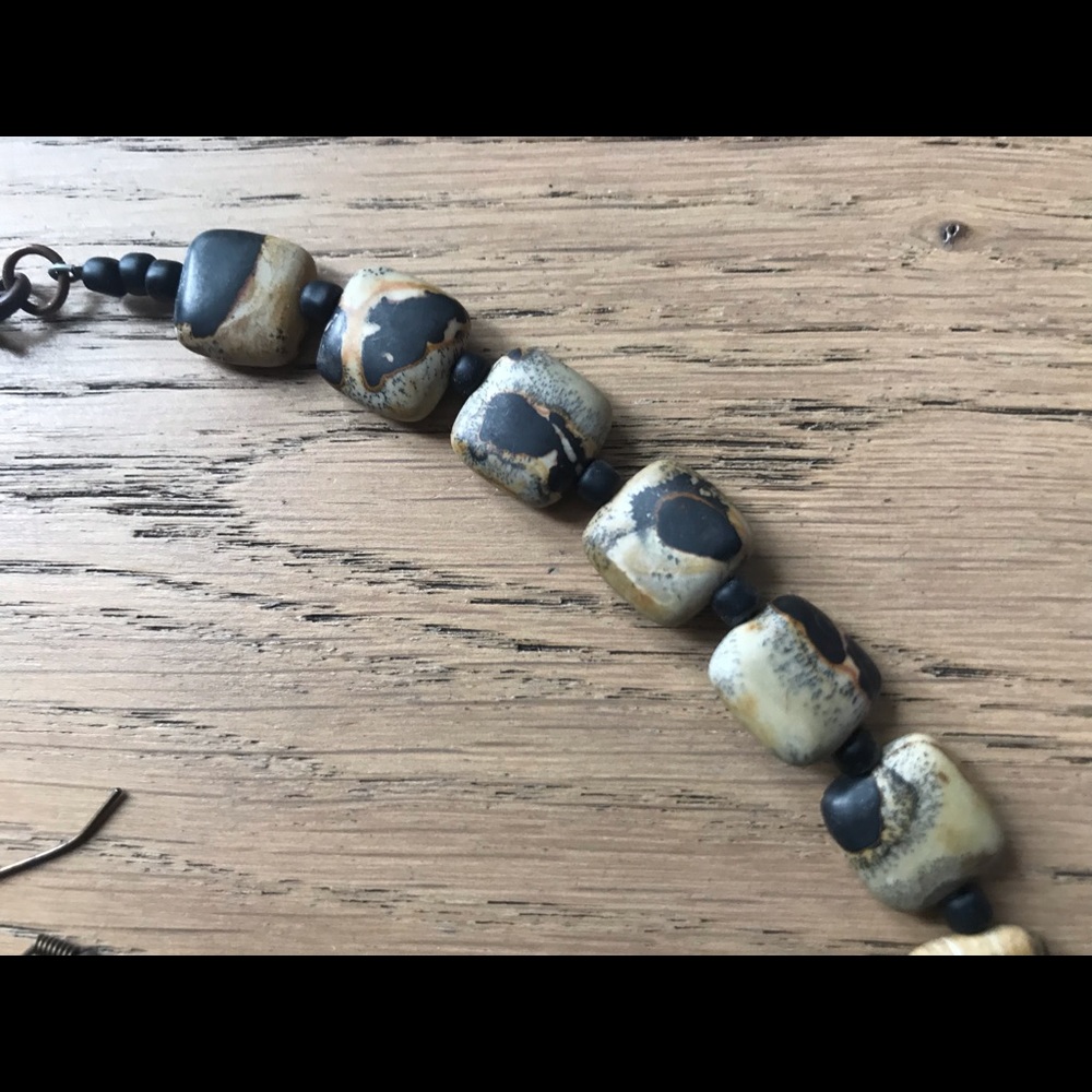 Picture jasper necklace and earring set